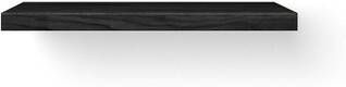 Looox Wood collection Solo wastafelblad 100x46cm Met ophanging RVS geborsteld Massief eiken Black WBSOLOXBL100RVS