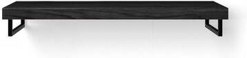 Looox Wood collection Solo wastafelblad 120x46cm met handdoekhouder links & rechts zwart mat Massief eiken Black WBSOLOBL120MZ