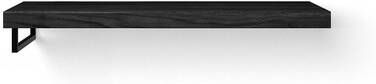 Looox Wood collection Solo wastafelblad 120x46cm Met handdoekhouder (links) mat zwart Massief eiken Black WBSOLOLBL120MZ