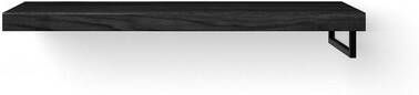 Looox Wood collection Solo wastafelblad 120x46cm Met handdoekhouder (rechts) mat zwart Massief eiken Black WBSOLORBL120MZ