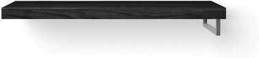 Looox Wood collection Solo wastafelblad 120x46cm Met handdoekhouder (rechts) RVS geborsteld Massief eiken Black WBSOLORBL120RVS