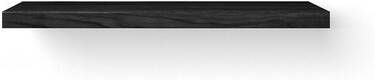 Looox Wood collection Solo wastafelblad 120x46cm Met ophanging zwart mat Massief eiken Black WBSOLOXBL120MZ