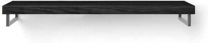 Looox Wood collection Solo wastafelblad 140x46cm met handdoekhouder links & rechts RVS geborsteld Massief eiken Black WBSOLOBL140RVS