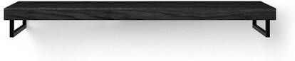 Looox Wood collection Solo wastafelblad 140x46cm met handdoekhouder links & rechts zwart mat Massief eiken Black WBSOLOBL140MZ