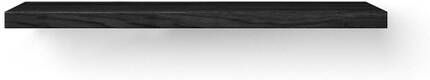 Looox Wood collection Solo wastafelblad 140x46cm Met ophanging RVS geborsteld Massief eiken Black WBSOLOXBL140RVS
