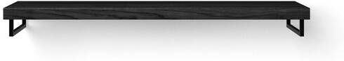 Looox Wood collection Solo wastafelblad 160x46cm met handdoekhouder links & rechts zwart mat Massief eiken Black WBSOLOBL160MZ
