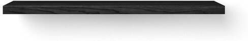 Looox Wood collection Solo wastafelblad 160x46cm Met ophanging RVS geborsteld Massief eiken Black WBSOLOXBL160RVS