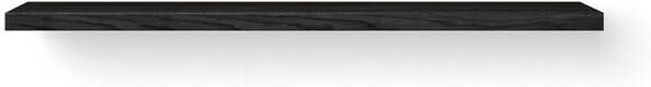Looox Wood collection Solo wastafelblad 200x46cm Met ophanging zwart mat Massief eiken Black WBSOLOXBL200MZ