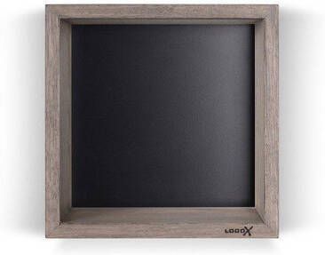 Looox Wood collection wand BoX 30x30cm met achterplaat zwart mat eiken zwart mat WBOX30MZ