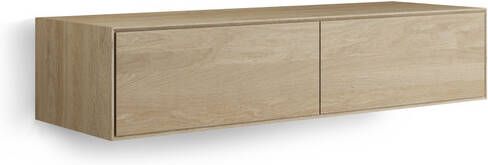 Looox Wood collection Wood wastafelonderbouwkast m. 2 laden 140x30x46cm eiken old grey WF1400-2