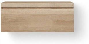 Looox Wood collection Wooden Drawer BoX ladenkast met 1 lade 100x45x46cm met softclose eiken old grey WDB1000