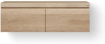 Looox Wood collection Wooden Drawer BoX ladenkast met 2 laden 120x45x46cm met softclose eiken old grey WDB1200-2