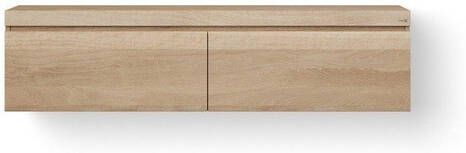 Looox Wood collection Wooden Drawer BoX ladenkast met 2 laden 160x45x46cm met softclose eiken old grey WDB1600