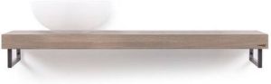Looox Wooden collection solo wooden base shelf 120cmhanddoekhouders rvs eiken geborsteld rvs WBSOLO120RVS