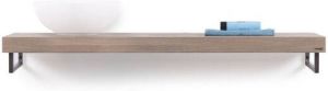 Looox Wooden collection solo wooden base shelf 140cmhanddoekhouders rvs eiken geborsteld rvs WBSOLO140RVS