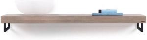 Looox Wooden collection solo wooden base shelf 140cmhanddoekhouders zwart eiken mat zwart WBSOLO140MZ