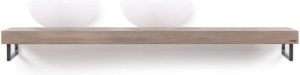 Looox Wooden collection solo wooden base shelf 160cmhanddoekhouders rvs eiken geborsteld rvs WBSOLO160RVS