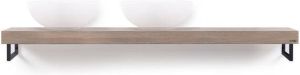 Looox Wooden collection solo wooden base shelf 160cmhanddoekhouders zwart eiken mat zwart WBSOLO160MZ