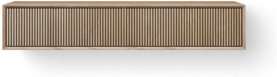 Looox Wooden Wastafelonderkast ribbelfront verticaal 2 lades afvoer links en rechts 160x30x46 cm eiken WFST1600-2