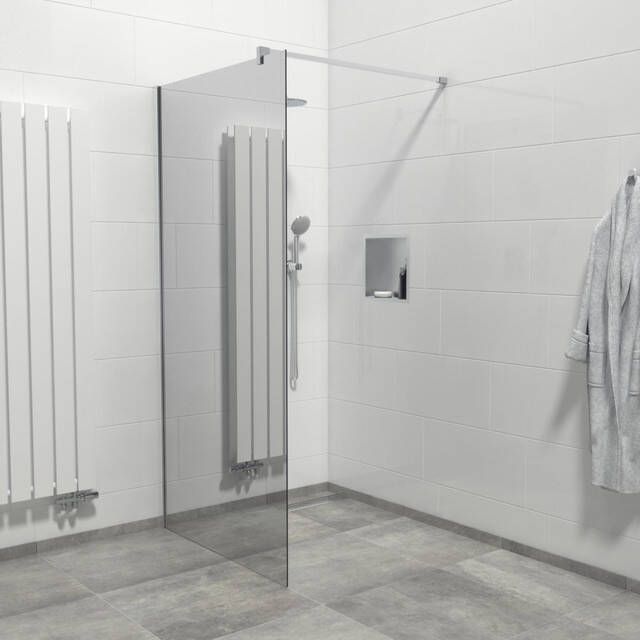 Marenza Bellini Inloopdouche 100x200cm veiligheidsglas spiegel buitenzijde anti kalk chroom WR100-C M