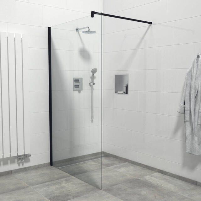Marenza Bellini Inloopdouche 110x200cm helder glas mat zwart WR110-B C