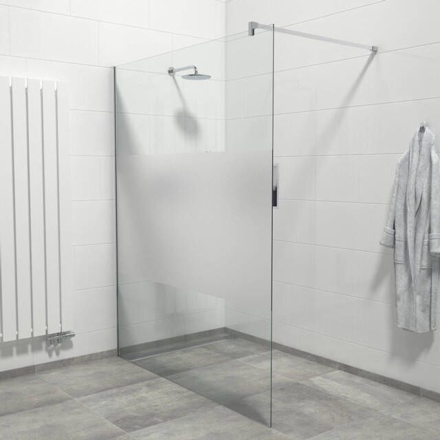 Marenza Bellini Inloopdouche 140x200cm veiligheidsglas helder glas matte band anti kalk chroom WR140-C NFF