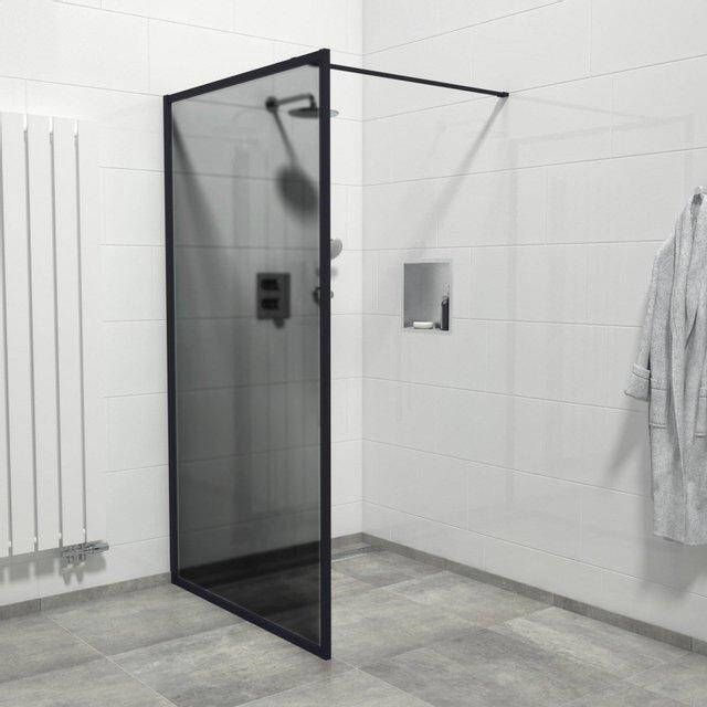 Marenza Bellini Inloopdouche 80x200cm veiligheidsglas rookglas frame rondom anti kalk mat zwart Mirrors-80B NFF S