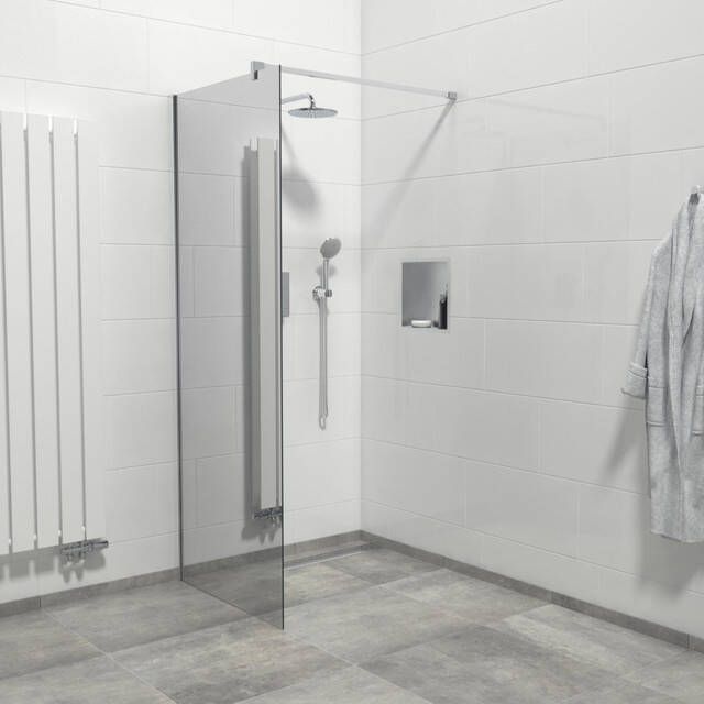 Marenza Bellini Inloopdouche 80x200cm veiligheidsglas spiegel buitenzijde anti kalk chroom WR80-C M