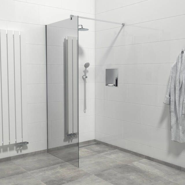Marenza Bellini Inloopdouche 90x200cm veiligheidsglas spiegel buitenzijde anti kalk chroom WR90-C M