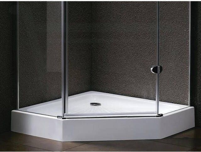 Marenza Diamond Douchebak 90x90x16cm vijfhoek afvoer poten wit sw4113