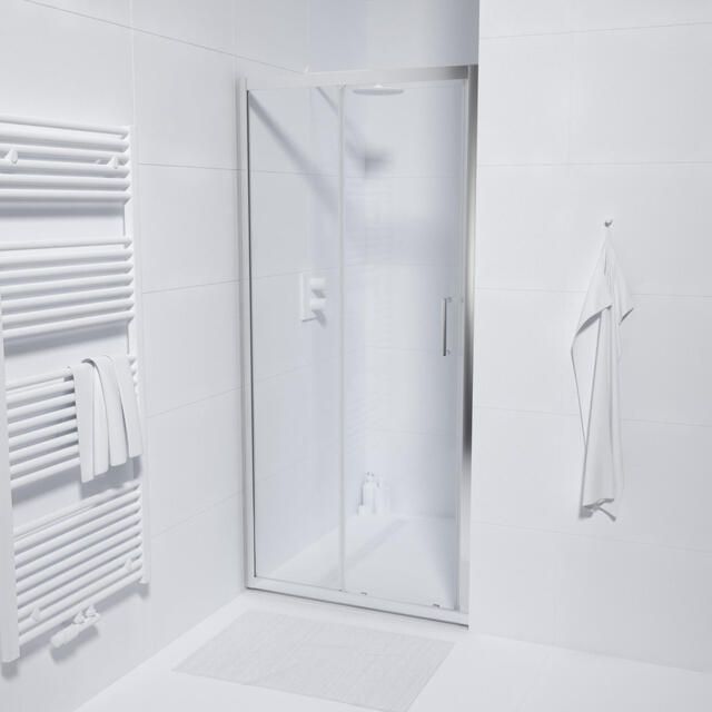 Marenza Slide Quick Fit Schuifdeur 90x190cm 6mm veiligheidsglas alu profiel anti kalk chroom SAQ6121-90