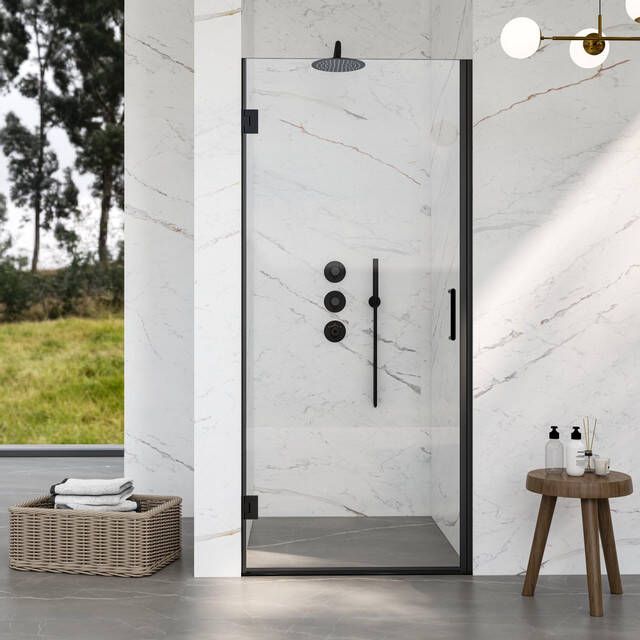 Marenza Neptune 5000 Douchedeur 65x200cm profielloos veiligheidsglas anti kalk mat zwart NWA6211-65MB