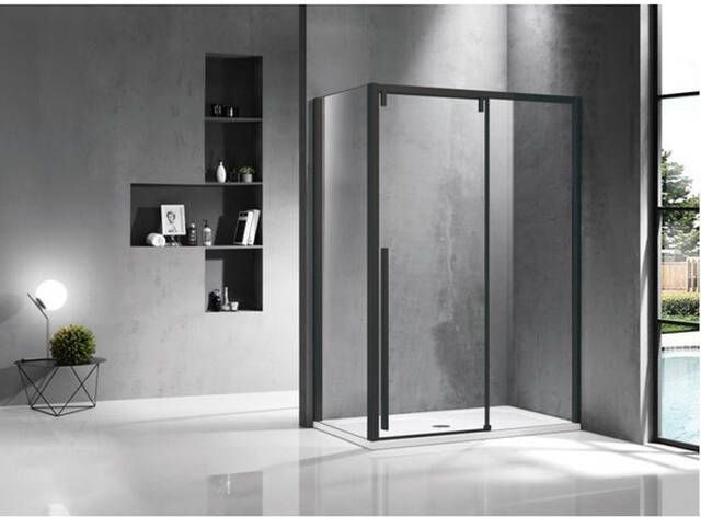 Marenza Neptune Douchecabine 120x80cm met schuifdeur 8mm veiligheidsglas anti kalk mat zwart SNI6121-120B SNI6310-80B