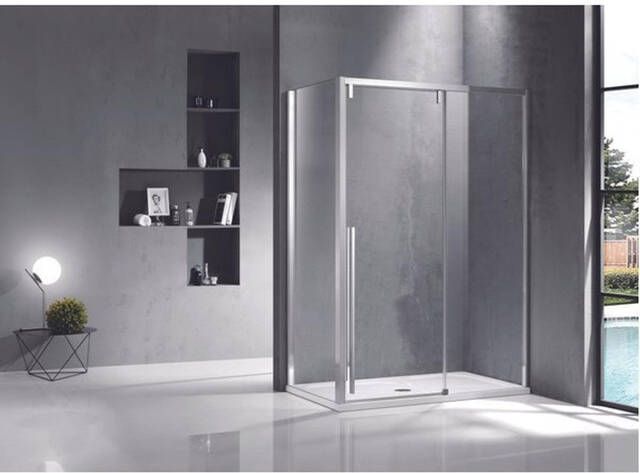 Marenza Neptune Douchecabine 160x100cm met schuifdeur 8mm veiligheidsglas anti kalk gepolijst zilver sw491389 sw491396