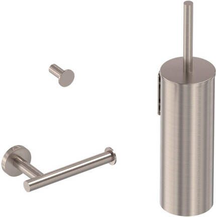 MAY Accessoires Accessoireset bestaande uit borstelgarnituur toilethaakje en rolhouder Geborsteld nickel PVD 6801353