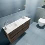 Mondiaz ADA Toiletmeubel 100x30x50cm 1 kraangat 2 lades dark brown mat wasbak links Solid surface Wit FK75342018 - Thumbnail 2