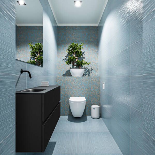 Mondiaz ADA Toiletmeubel 100x30x50cm met 0 kraangaten 2 lades urban mat Wastafel Lex links Solid Surface Zwart FK75342106