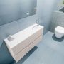 Mondiaz ADA Toiletmeubel 100x30x50cm met 1 kraangaten 2 lades linen mat Wastafel Lex rechts Solid Surface Wit FK75341933 - Thumbnail 2