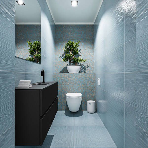 Mondiaz ADA Toiletmeubel 100x30x50cm met 1 kraangaten 2 lades urban mat Wastafel Lex midden Solid Surface Zwart FK75342103