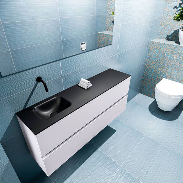 Mondiaz ADA Toiletmeubel 120x30x50cm met 0 kraangaten 2 lades cale mat Wastafel Lex links Solid Surface Wit FK75341967