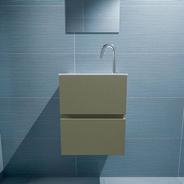 Mondiaz ADA Toiletmeubel 40x30x50cm 1 kraangat 2 lades army mat wasbak links Solid surface Wit FK75341826