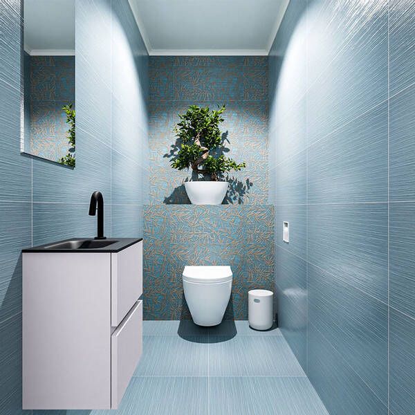 Mondiaz ADA Toiletmeubel 40x30x50cm 1 kraangat 2 lades cale mat wasbak links Solid surface Zwart FK75342290