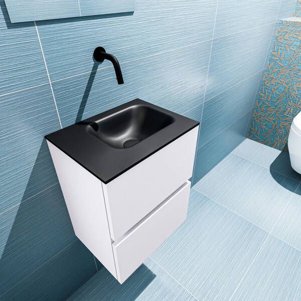 Mondiaz ADA Toiletmeubel 40x30x50cm met 0 kraangaten 2 lades cale mat Wastafel Lex rechts Solid Surface Wit FK75341945