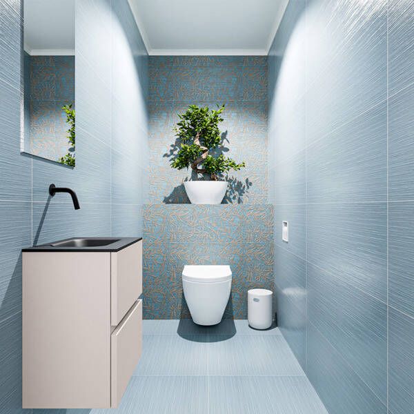 Mondiaz ADA Toiletmeubel 40x30x50cm met 0 kraangaten 2 lades linen mat Wastafel Lex midden Solid Surface Wit FK75341912