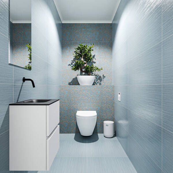 Mondiaz ADA Toiletmeubel 40x30x50cm met 0 kraangaten 2 lades talc mat Wastafel Lex rechts Solid Surface Zwart FK75342061