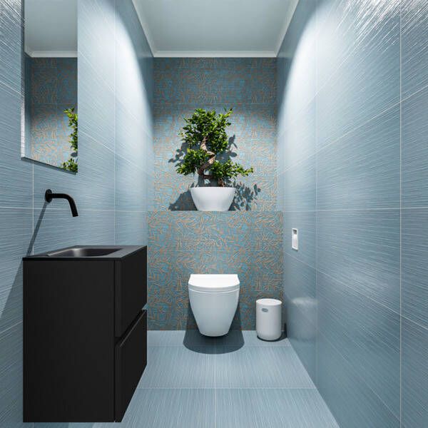 Mondiaz ADA Toiletmeubel 40x30x50cm met 0 kraangaten 2 lades urban mat Wastafel Lex links Solid Surface Zwart FK75342088