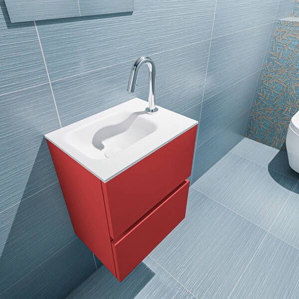 Mondiaz ADA Toiletmeubel 40x30x50cm met 1 kraangaten 2 lades fire mat Wastafel Lex links Solid Surface Zwart FK75342232