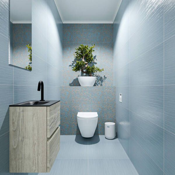 Mondiaz ADA Toiletmeubel 40x30x50cm met 1 kraangaten 2 lades light brown grey mat Wastafel Lex links Solid Surface Wit FK75342029