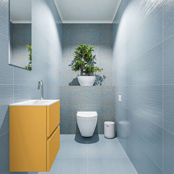 Mondiaz ADA Toiletmeubel 40x30x50cm met 1 kraangaten 2 lades ocher mat Wastafel Lex links Solid Surface Zwart FK75342203