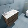 Mondiaz ADA Toiletmeubel 60x30x50cm 0 kraangaten 2 lades dark brown mat wasbak rechts Solid surface Wit FK75342009 - Thumbnail 2